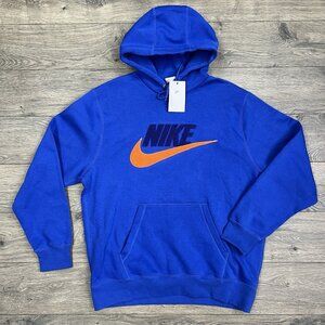 Nike Fleece Hoodie Size Small Mens Blue Orange Club Brushed Back Chenille Futura